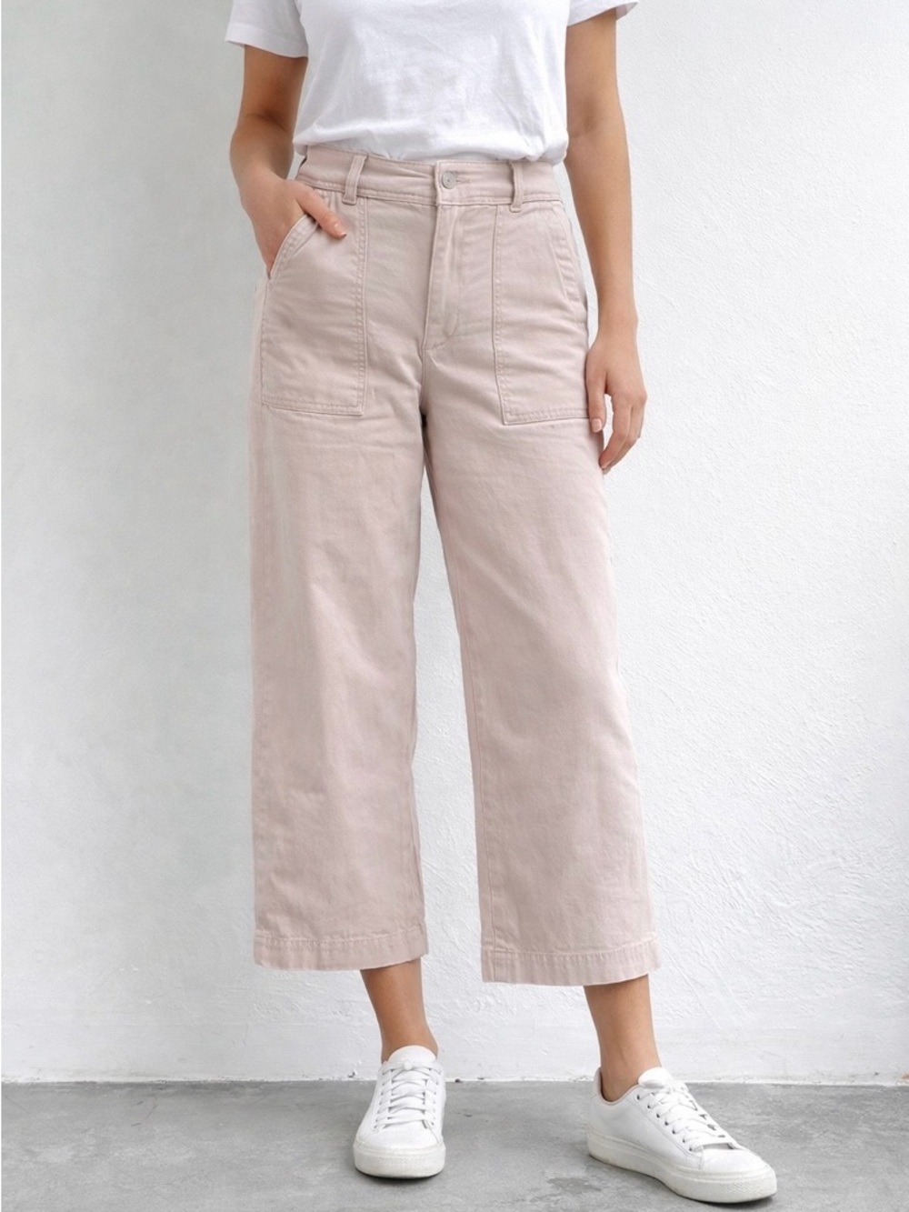 GAP high Rise wide Leg Crop Pants with Front Patch Pockets